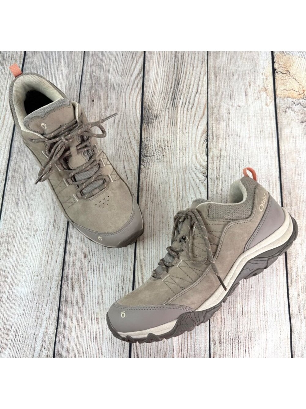 Oboz Womens Ousel Low B-Dry Hiking Shoes Cinder Stone Grey Sz 11 Nubuck Leather